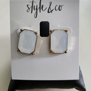 Style & Co Octagonal Gold-Tone and White Stud Earrings